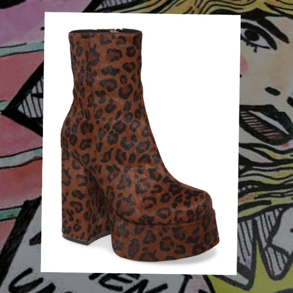 Jeffrey Campbell Leopard Widow Platform Bootie 7.5